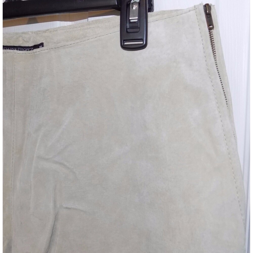 Saint Tropez Women's Suede Leather Pants Uncut Full Length Beige Tan Size XL 32" - Picture 3 of 6